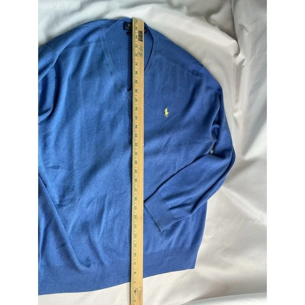 Polo Ralph Lauren 100% Pima Cotton V-Neck Summer Sweater Pullover XL Preppy
